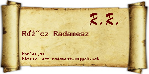 Rácz Radamesz névjegykártya