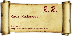 Rácz Radamesz névjegykártya